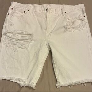 Levi's 511 White Distressed Jean Shorts